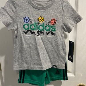 Unisex Adidas 2 piece Tshirt and Short set 18mo